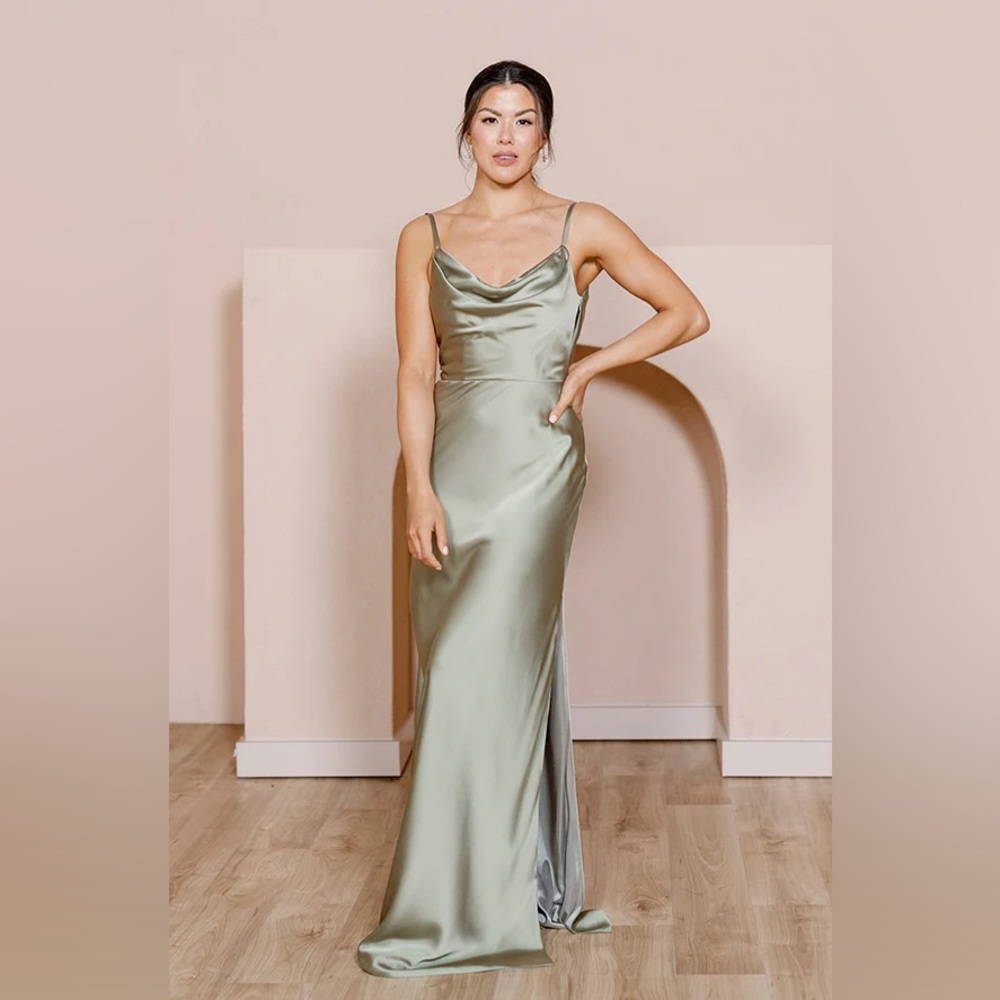 Revelry Sage Green Satin Wedding Dress